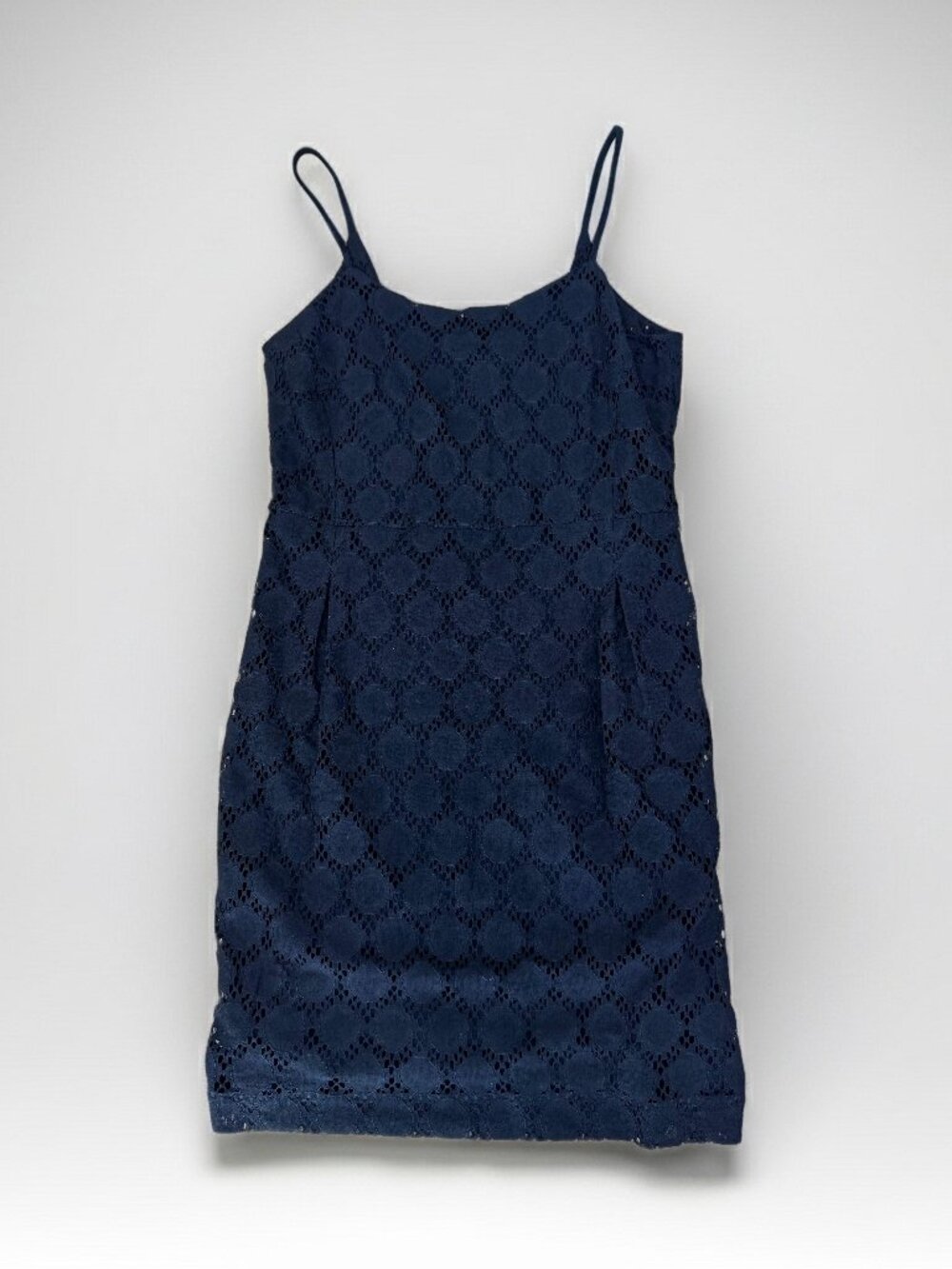 Banana Republic Black Eyelet Lace Sheath Dress 12 Cotton Blend Cocktail Midi
